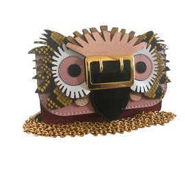 Borsa a mano Burberry Beast Mini Python in pelle Multicolore