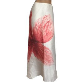 Max Mara-Maxi flower skirt-Cream,Coral