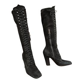 Alaïa Black Deerskin Boots Size 36 Black