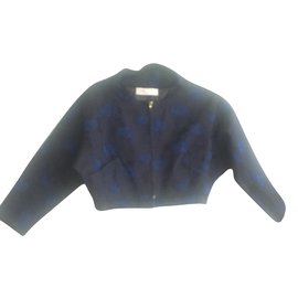 Toga Archives-Toga Archives jaqueta de brocado azul-Preto,Azul