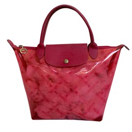Longchamp-Sac à main/cabas rose semi transparent-Rose
