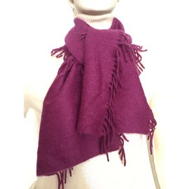 Eric Bompard-Cashmere fringe scarf-Purple