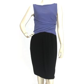 Moschino-Vestido de seda bicolor-Negro,Púrpura