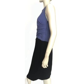 Moschino-Vestido de seda bicolor-Preto,Roxo