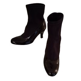 Agnès b. Bottines en cuir vernis noir Noir