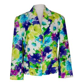 Céline-Celine Floral Linen Blazer Jacket-Mehrfarben