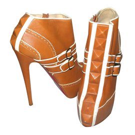 Christian Louboutin-Ankle Boots-Brown,White
