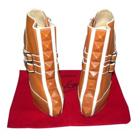 Christian Louboutin-Ankle Boots-Brown,White