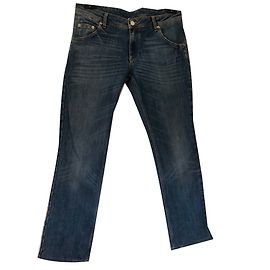 Jeans Reta Iceberg Azul de Algodão com Strass Azul