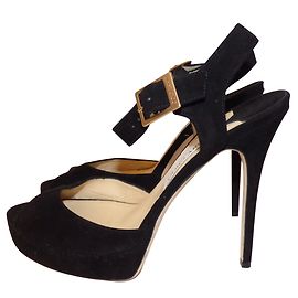 Jimmy Choo Linda Black Leather Platform Sandals Black
