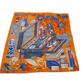 Hermès-Silk scarves-Orange