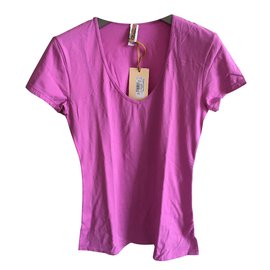 John Galliano-t-shirt elasticizzata rosa-Rosa