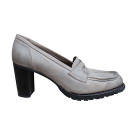 Paraboot Penny Loafers Grey Leather 8cm Heels Grey