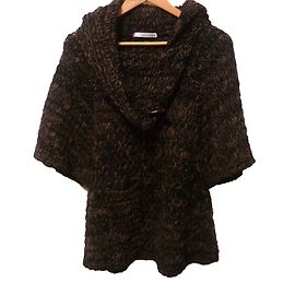 Autre Marque Alpaka Wollpullover schwarz und taupe 3/4 Ärmel Braun Schwarz