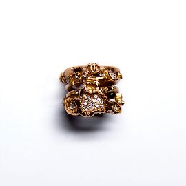 Chanel Openwork Branch Ring Gilded Metal Swarovski Copper