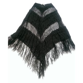 Maje Maxime Spitzenponcho schwarz Schwarz