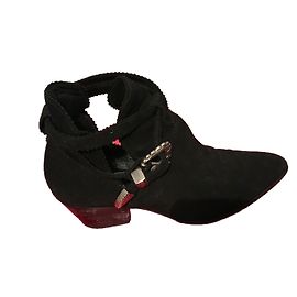Sandro Black Deerskin Ankle Boots 40 Black