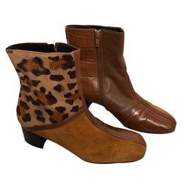 Braccialini-Botas de tornozelo-Estampa de leopardo