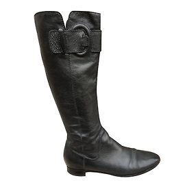 Sergio Rossi Black Leather Boots 39.5 IT Black