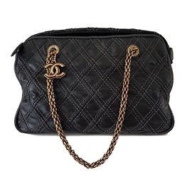 Chanel Camera Bag Black Leather Black