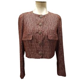 Chanel Tweed Jacke Dunkelrot Bordeaux