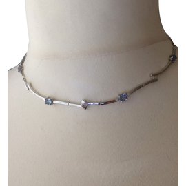 Autre Marque-Halskette mit Diamanten und Saphiren-Silber