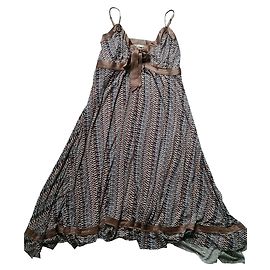 Vestido Maje sem mangas de seda e viscose Multicor