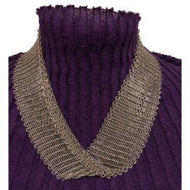 Autre Marque-Scarf necklace - stainless steel chainmail NEW-Silvery