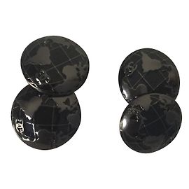 Chanel Abotoaduras Preto Cinza antracite