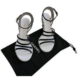 Chanel Sandals Black Eggshell