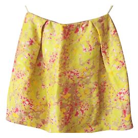 Falda Carven de seda y lino amarilla Amarillo