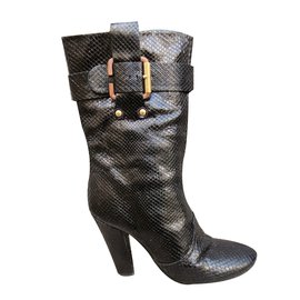 Chloé Python Ankle Boots Black Black