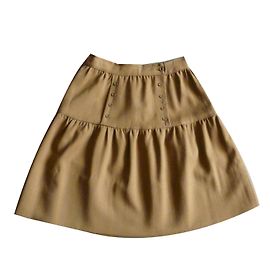Autre Marque Saia de crepe de lã caqui com ponte Caqui