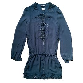 Robe en mousseline bleue à sequins Antik Batik Bleu