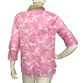 Henry Cotton's-Floral cotton shirt-Pink,White,Beige
