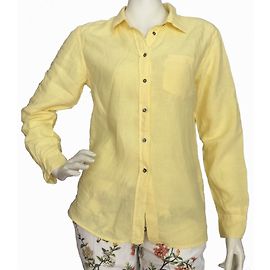 Weekend Max Mara Klassisches hellgelbes Leinenhemd Gelb