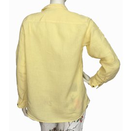 Weekend Max Mara-Camisa clásica de lino amarillo pálido-Amarillo