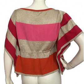 Moschino Cheap And Chic-Poncho lavorato a maglia-Multicolore