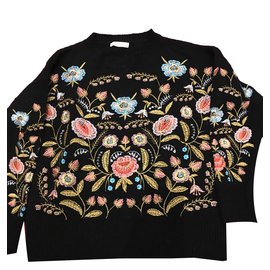 Autre Marque Oversize Pullover mit Stickerei schwarz Schwarz