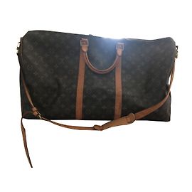 Louis Vuitton Keepall Alça 60 Marrom Escuro Couro Castanho escuro