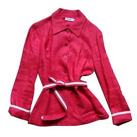 Autre Marque Burton Safari Jacket Red Linen Size 36 Red