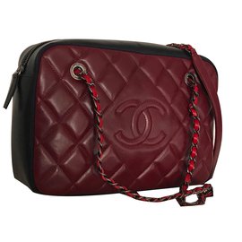 Chanel-Handbags-Black,Dark red