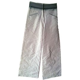 Pantalon large Giorgio Armani blanc polyester Blanc