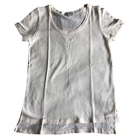 Claudie Pierlot Leinen T-Shirt Creme Roh