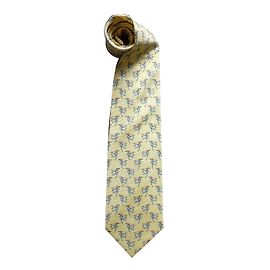 Autre Marque Gravata Wire to Thread de seda azul e amarela com estampa de pássaro Azul Amarelo