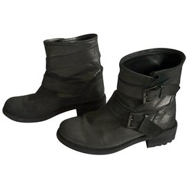 Autre Marque-Ankle Boots-Metallic,Dark grey