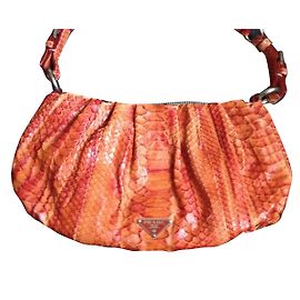 Bolso de mano Prada de pitón naranja Naranja
