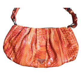 Pochette Prada en Python Orange Orange