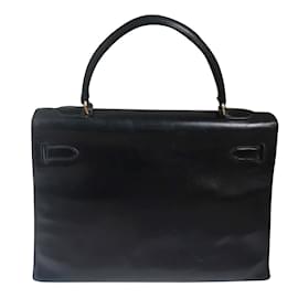 Hermès-Superbe Kelly 32 sellier en cuir box noir !-Noir