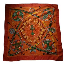 Lenço de seda Hermès Daimyo Príncipes do Sol Nascente 90x90 Multicor